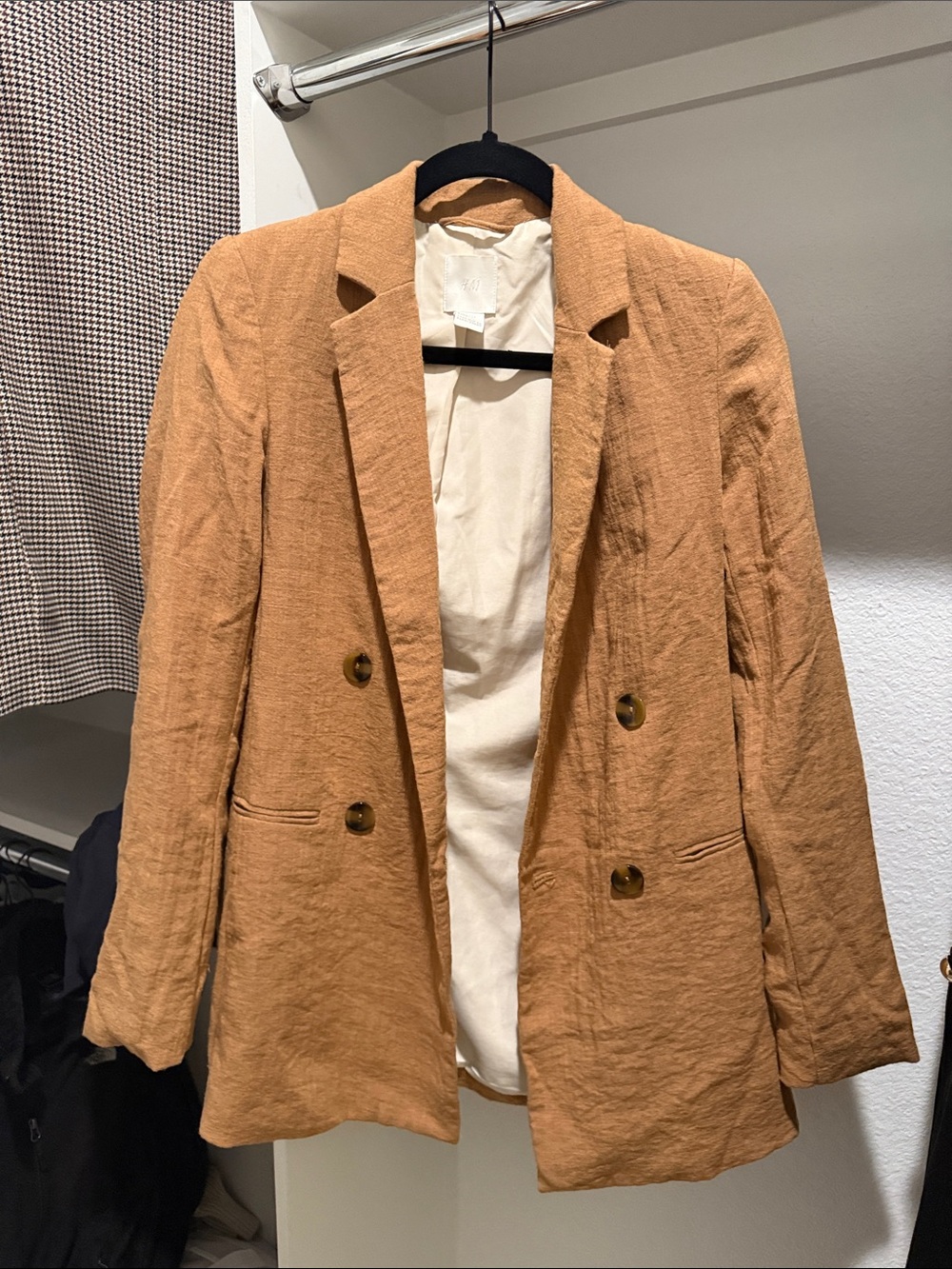 H&M Tan Double-Breasted Women's Blazer Jacket